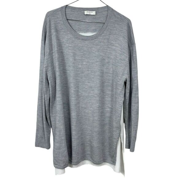 Aritzia Babaton Edmund Super Soft Crewneck Wool Blend Sweater Grey Size Large - Picture 1 of 7